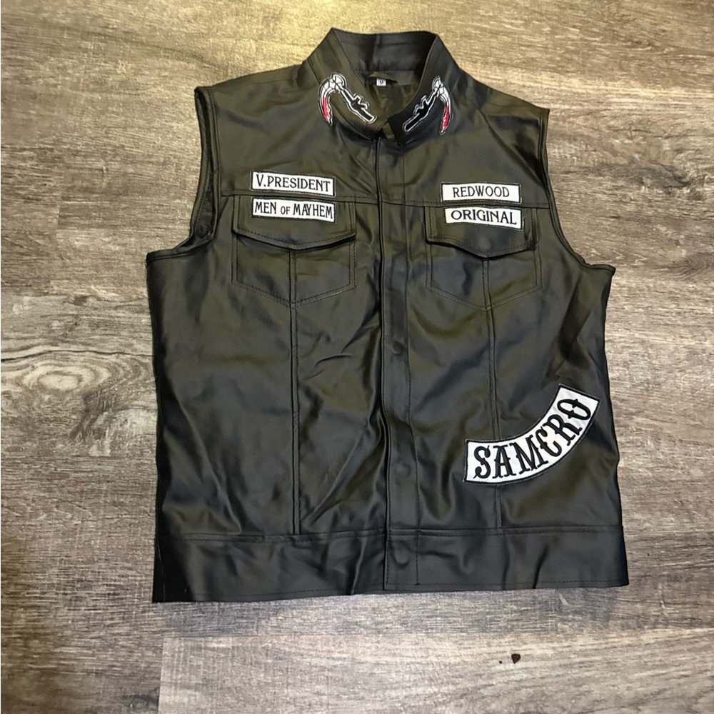 Black Motorcycle Vest with Patches